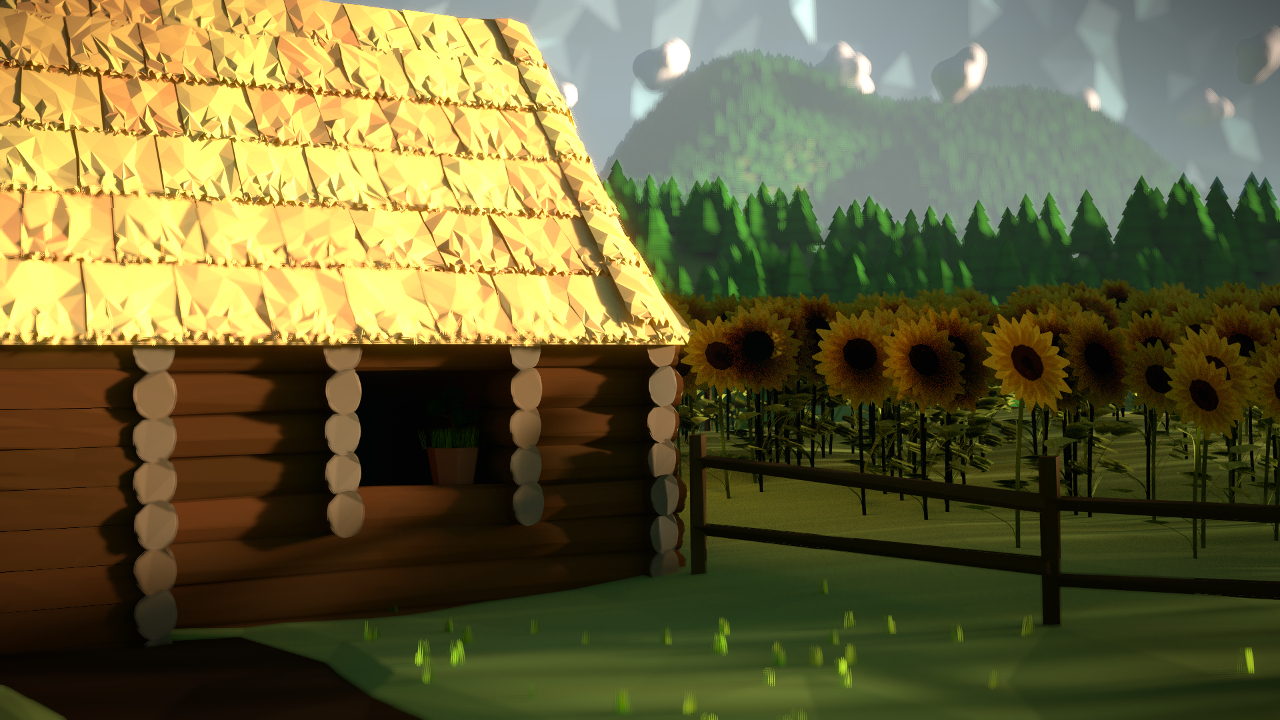 Domek ze słonecznikami